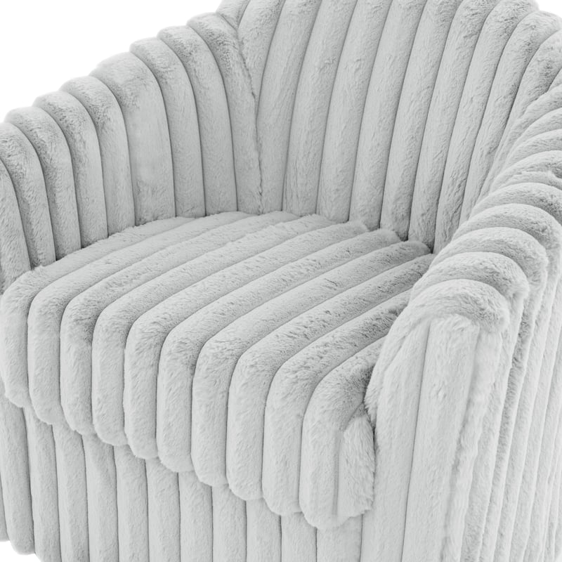 Faux Rabbit Fur Accent Chair 360-degree Swivel Barrel Chairs Set of 2