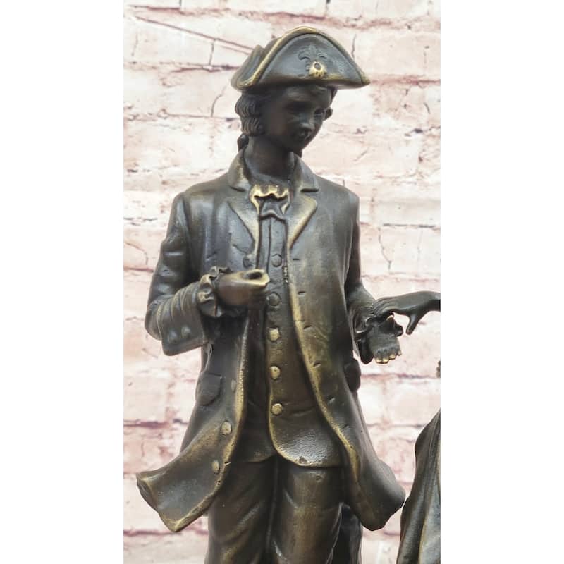 Romantic Scene Between British Officer Lord Lady - Bronze Sculpture Romantic Decor