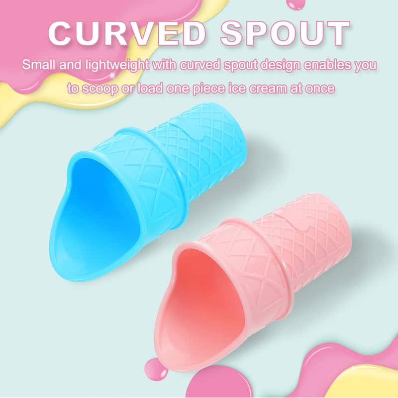 3.94" Ice Cream Cone Scoop, 2Pcs Plastic Reusable Cup Spoon