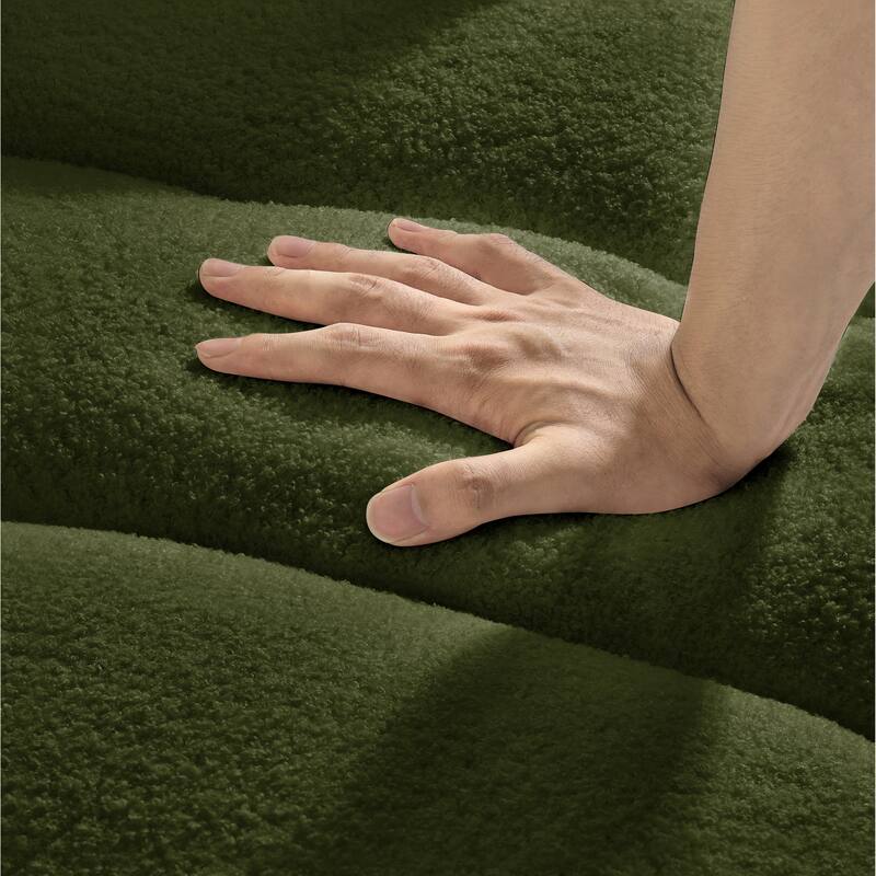 38.1" Army Green Teddy Fabric Modern Lounge Chair with Pillow for Multi-Scene Use