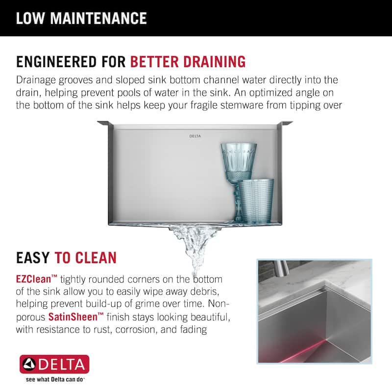 Delta 95B9031-17S Rivet 17” Workstation Bar/Prep Kitchen Sink