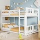 preview thumbnail 9 of 9, Twin Over Twin Size Wooden Bunk Bed with Ladder