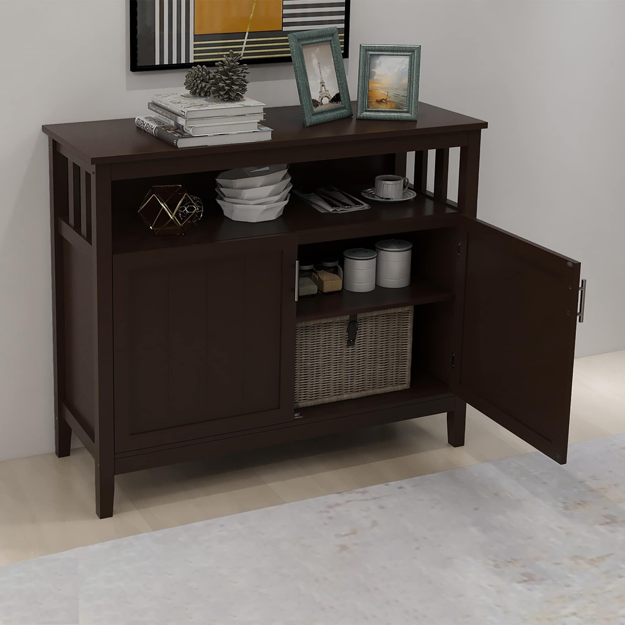 Narrow outlet buffet cabinet