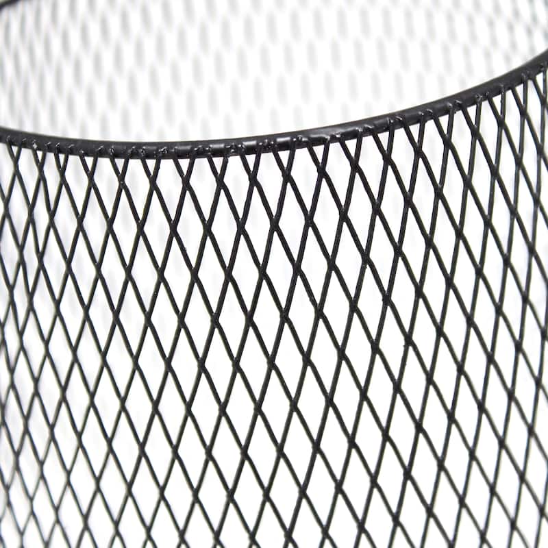 Metal Open Cage Mesh Table Lamp with Pine Wood Base - 6 x 6 x 9 in. (L x W x H)