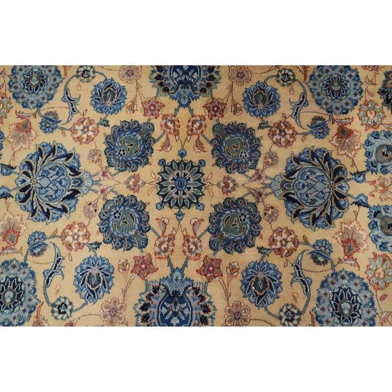 Hand Knotted Oriental 100% Kork Wool Carpet Traditional All-Over Peach Kashan Area Rug - 12' 0'' X 8' 7''