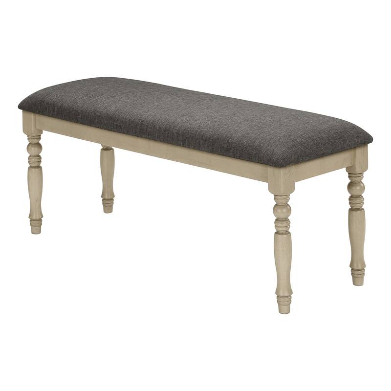 Bench, 42" Rectangular, Wood, Upholstered, Dining Room, Kitchen, Entryway, Brown And Beige, Transitional