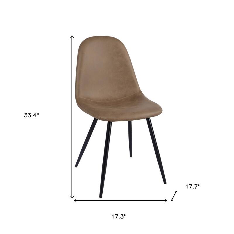 HomeRoots Set of Two Brown and Black Upholstered Faux Leather Dining Side Chairs - 17.3 in. x 33.4 in. x 17.7 in.