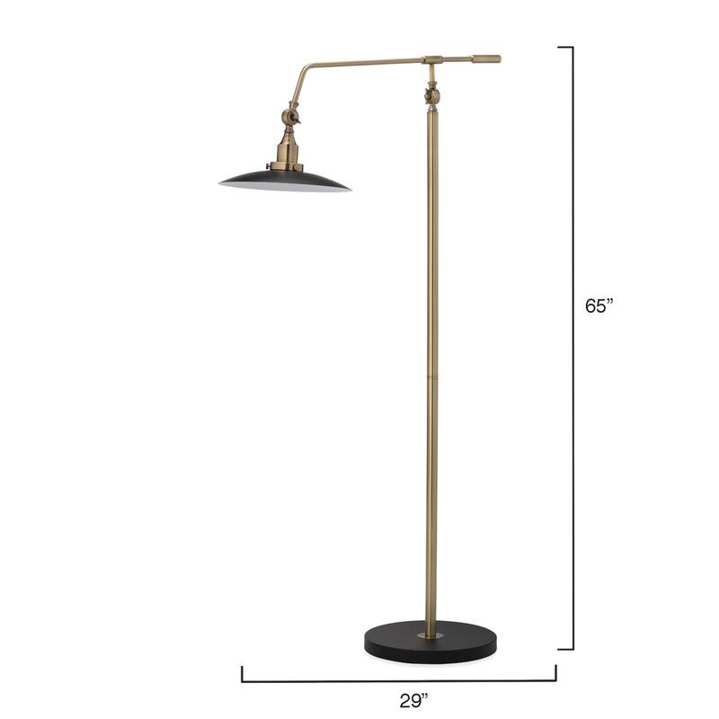 Alden Décor Alex Mid-Century Modern Floor Lamp - Black/Brass
