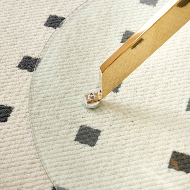 Modern Round Glass Dining Table for 4-6, Kitchen Table with Glass Top & Metal Cross Legs, Circular Table for Small Space