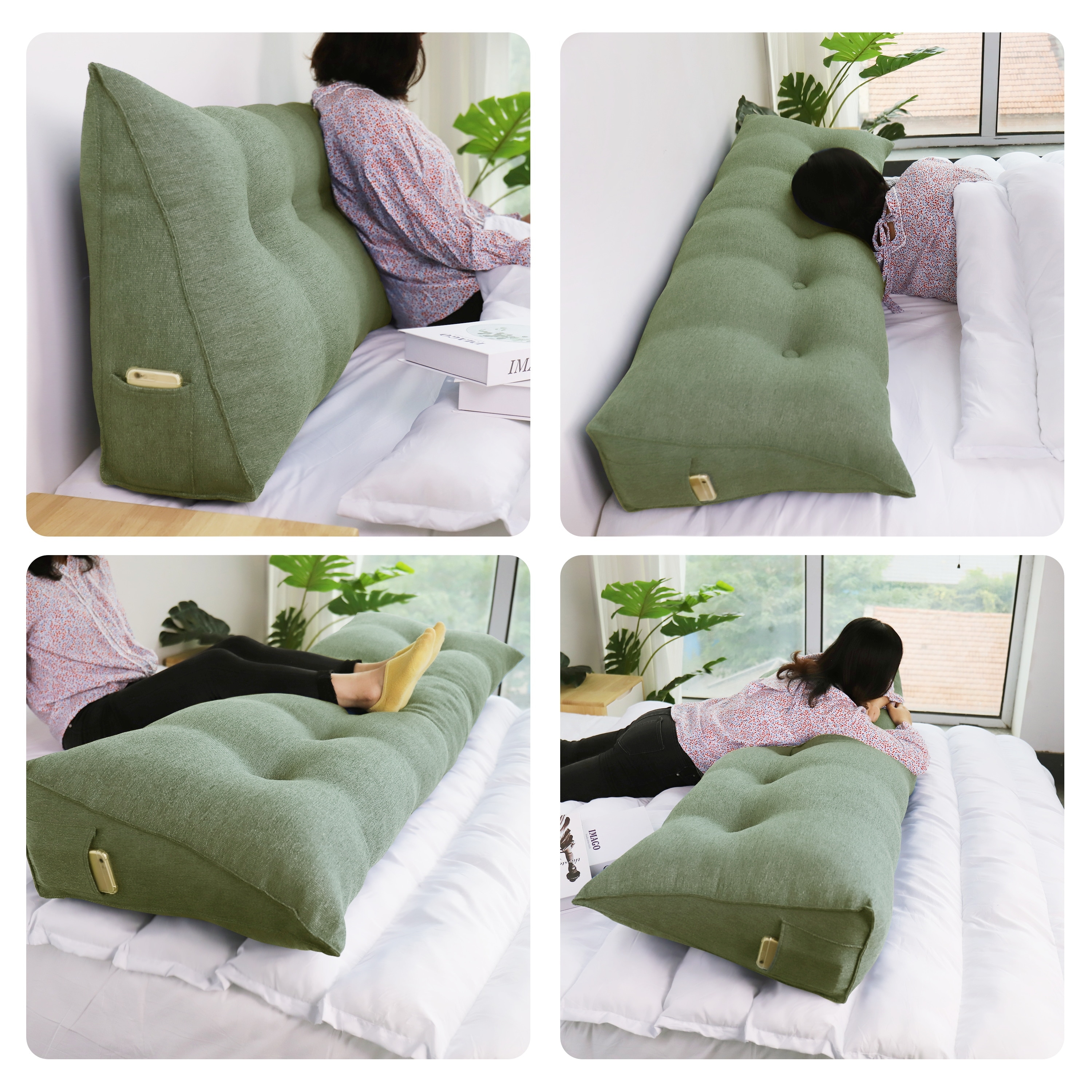 Sofa Bed Triangular Wedge Cushion Bed Backrest Positioning Support Pillow  Reading Pillow Office Lumbar Pad with Removable Cover - AliExpress