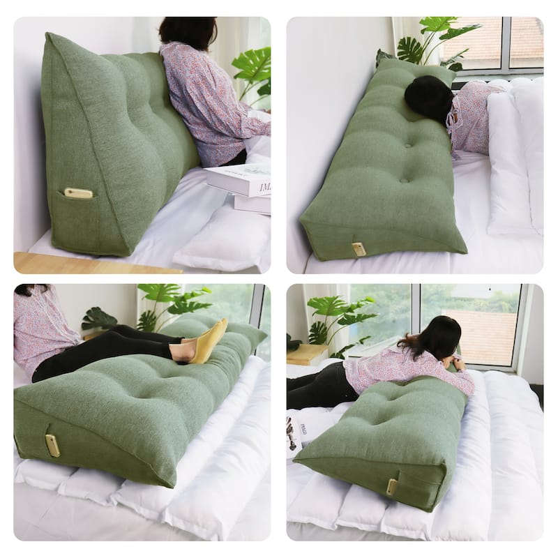 WOWMAX Bed Rest Reading Wedge Headboard Backrest Tufted Pillow