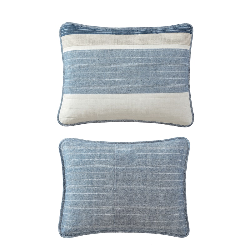 Nautica Ridgeport Cotton Reversible Blue Quilt Set