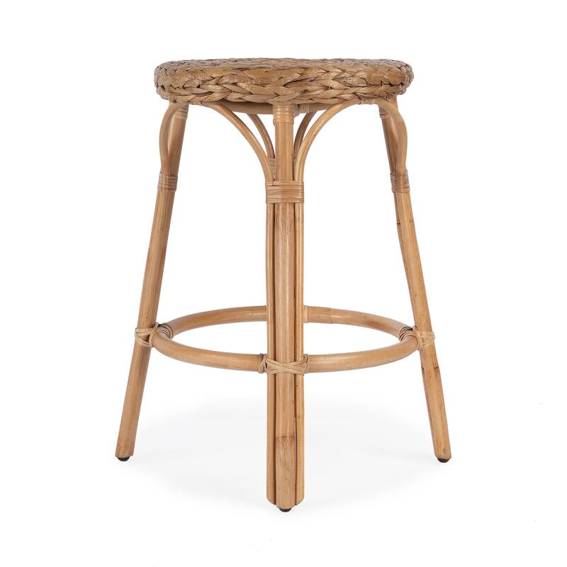 Tobias Rattan Natural Hyacinth Round 24" Counter Stool