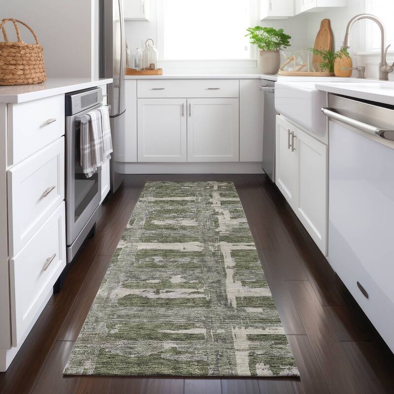Machine Washable Indoor/ Outdoor Chantille Abstract Contemporary Rug