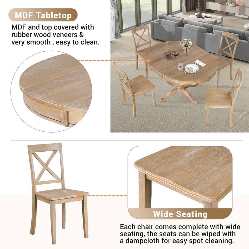 Modern Dining Table Set for 4,Round Table and 4 Kitchen Room Chairs,5 Piece Kitchen Table Set for Dining Room,Breakfast Nook