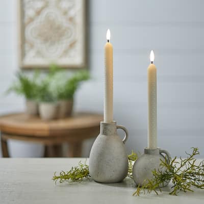 LED Lighted Flameless Tapered Candles - 9.75" - Cream - Set of 2