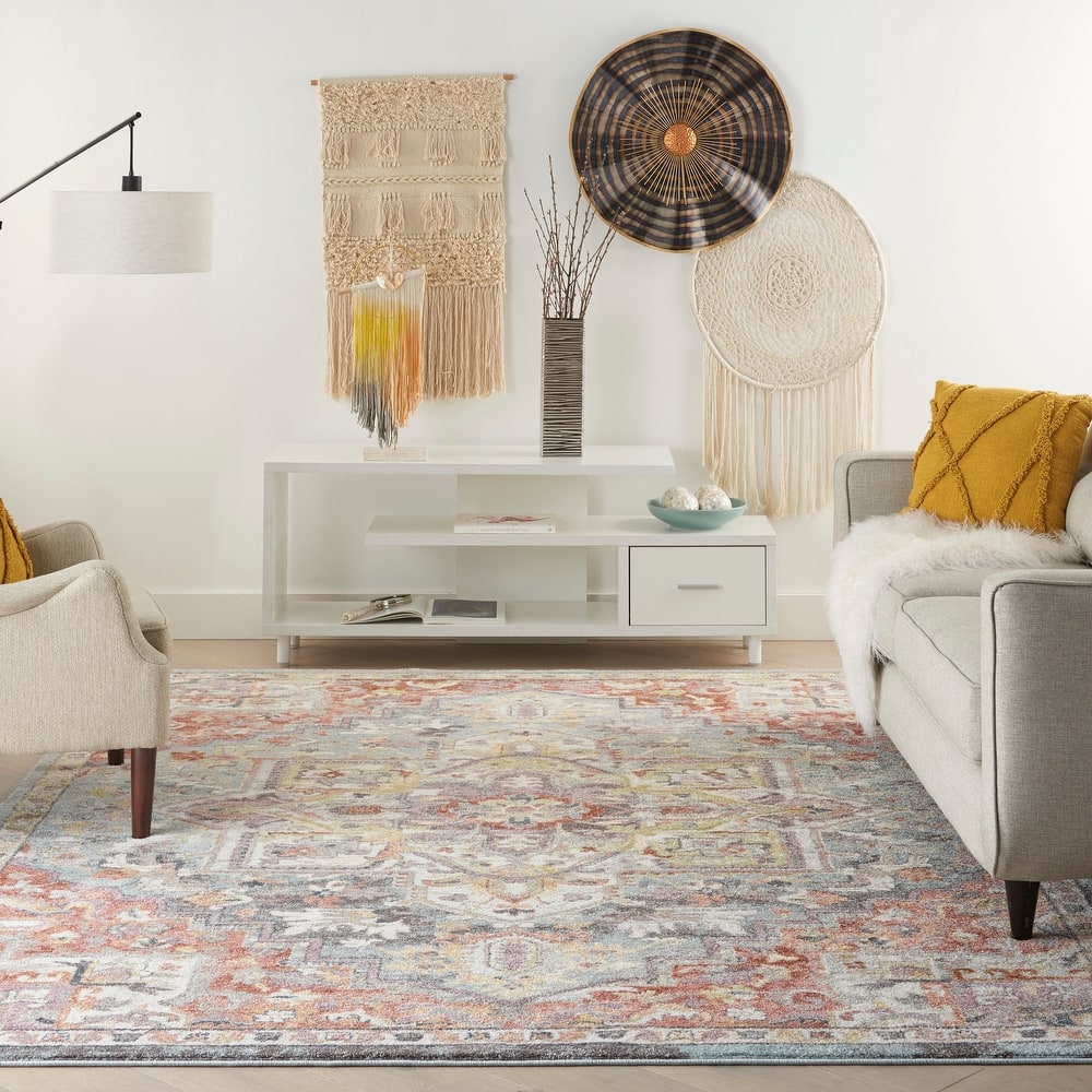 Nourison Juniper Persian Farmhouse Medallion Multicolored Area Rug