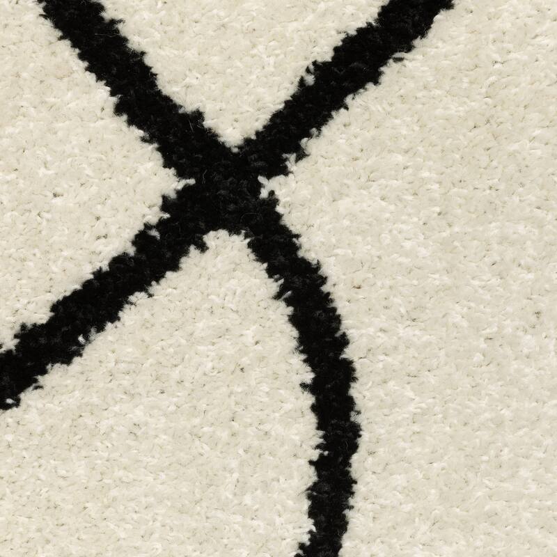 Quartz Mid-Century Abstract Lines Beige/ Black Area Rug