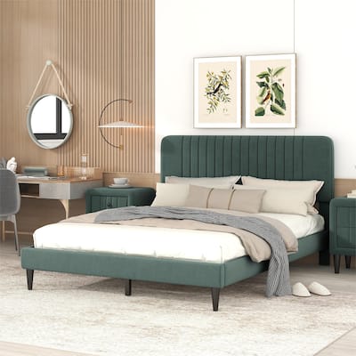 Queen Size Upholstered Platform Bed,No Box Spring Needed, Velvet Fabric