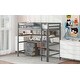 preview thumbnail 9 of 30, Wood Twin Size Loft Bed with Desk, Blackboard, Storage Box, Shelf & 3 Drawers for Bedroom Apartment, Twin Wooden Loft Bed Frame