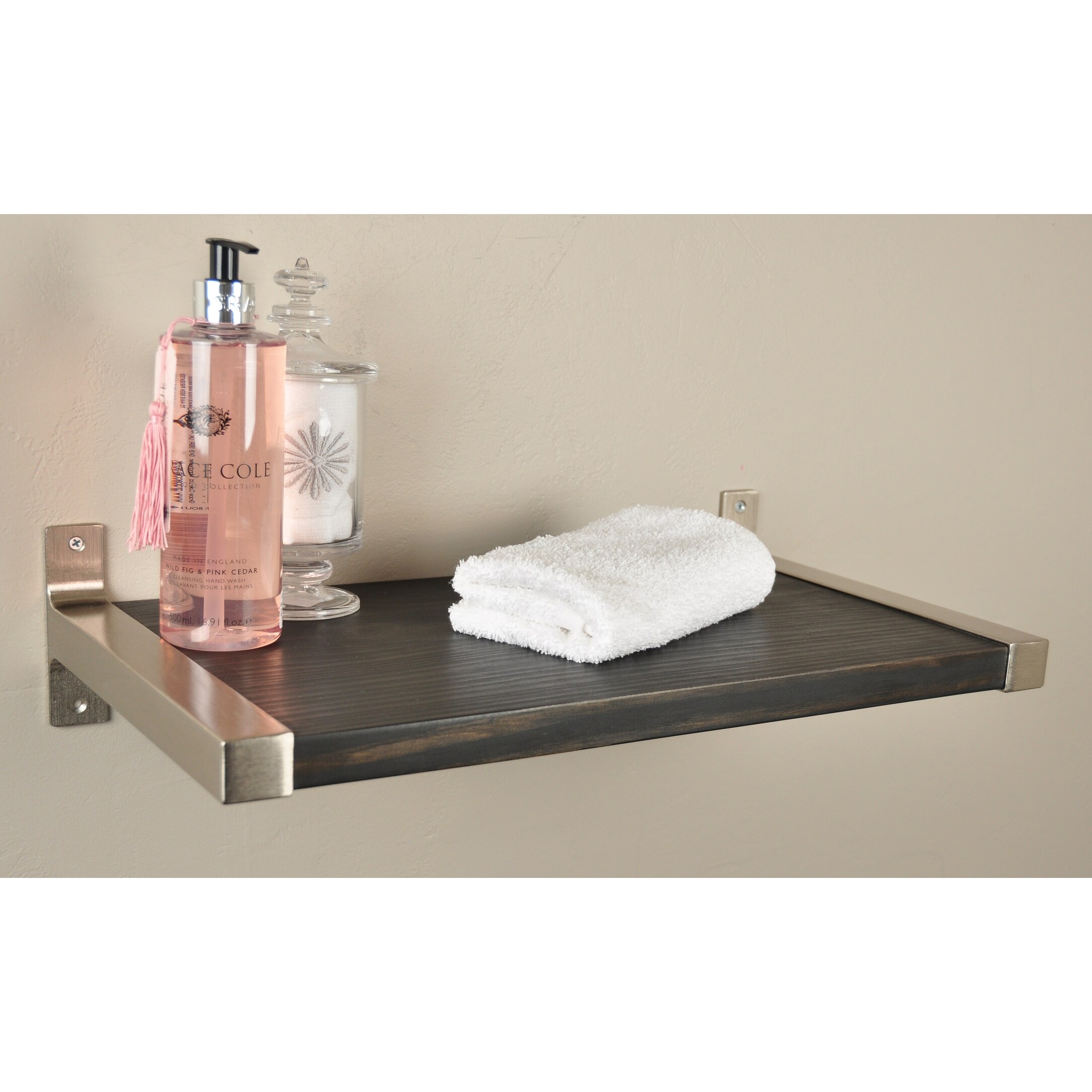 Shop Brandtworks Mid Century Ebony Wooden Silver Bracket Shelf 11 25 X 20 Overstock 23384499