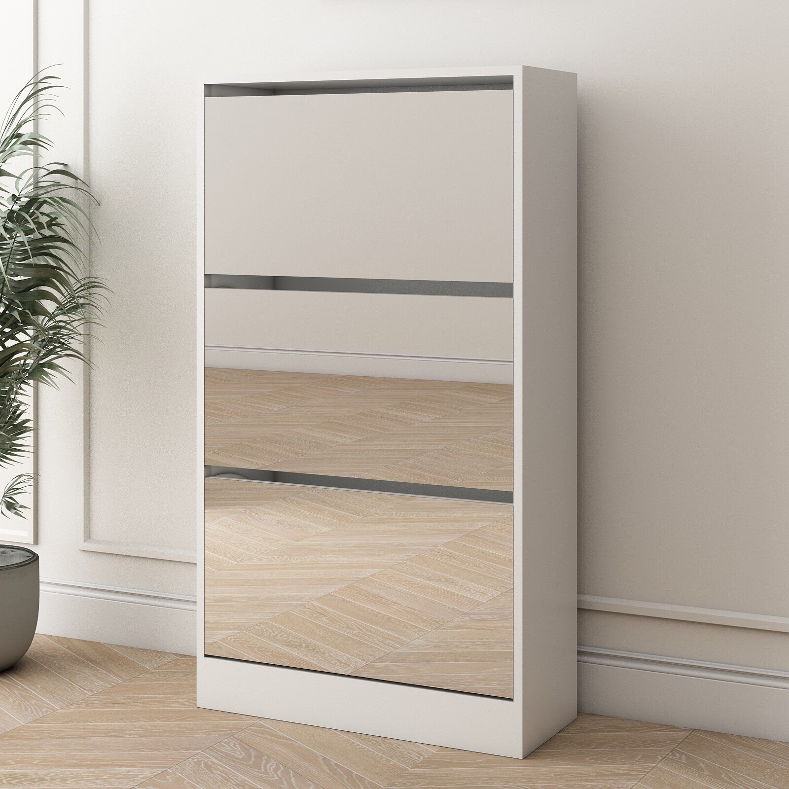 Mirrored shoe storage cabinet hot sale