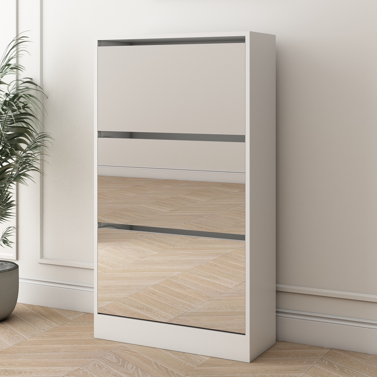 Mirror shoe storage top