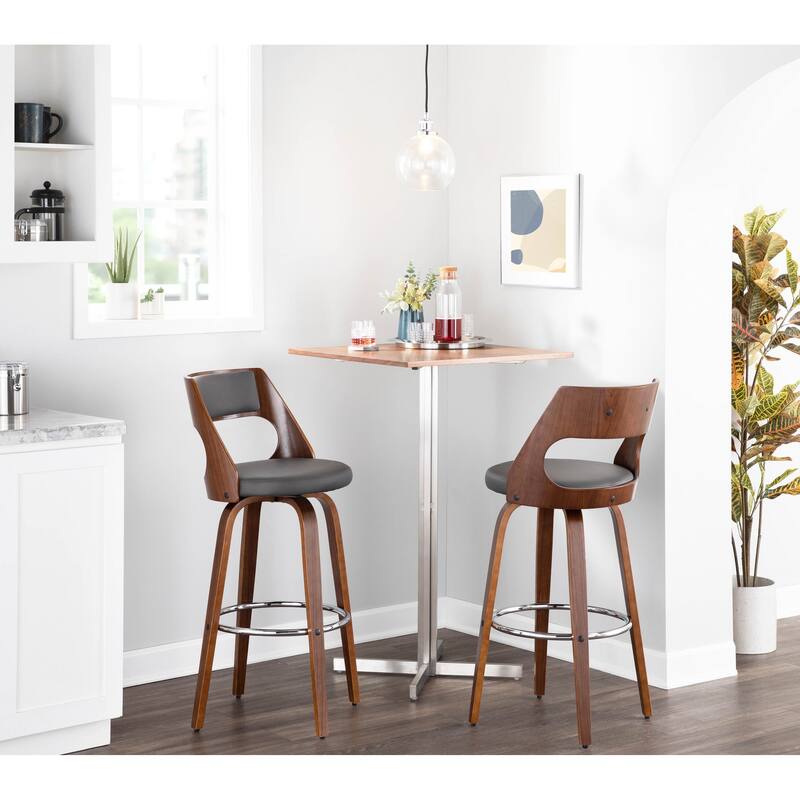 Carson Carrington Alingsas 30" Fixed-Height Bar Stool with Bent Wood Legs & Round Footrest (Set of 2)