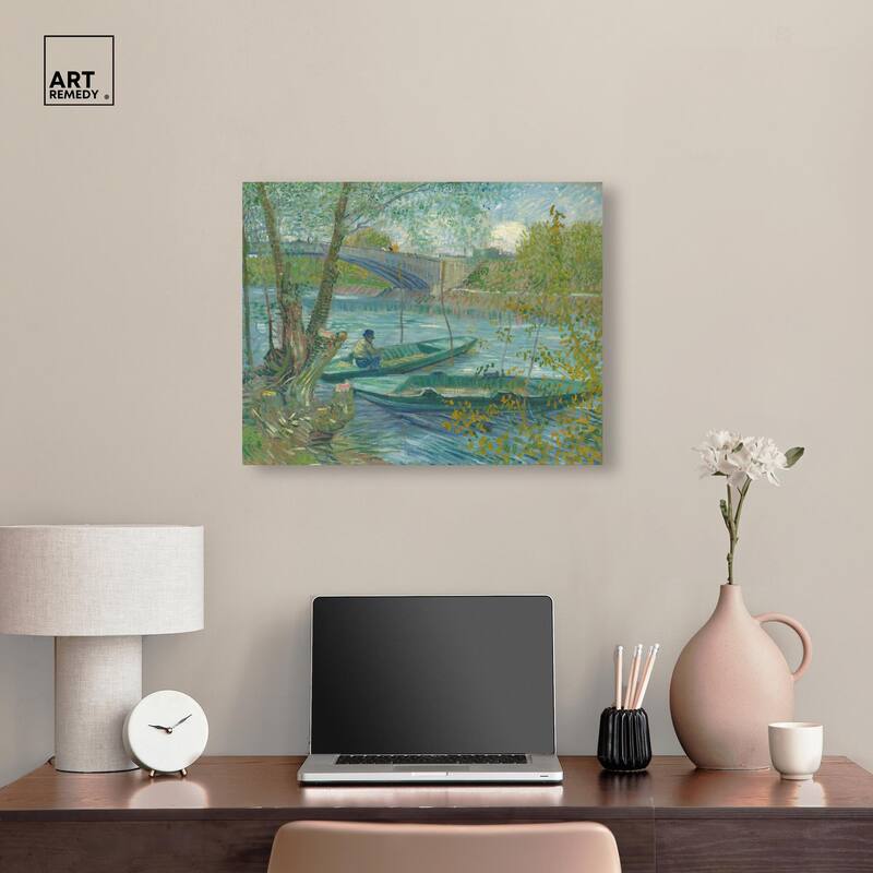 Fishing in Spring Canvas by Art Remedy, Gallery Wrapped