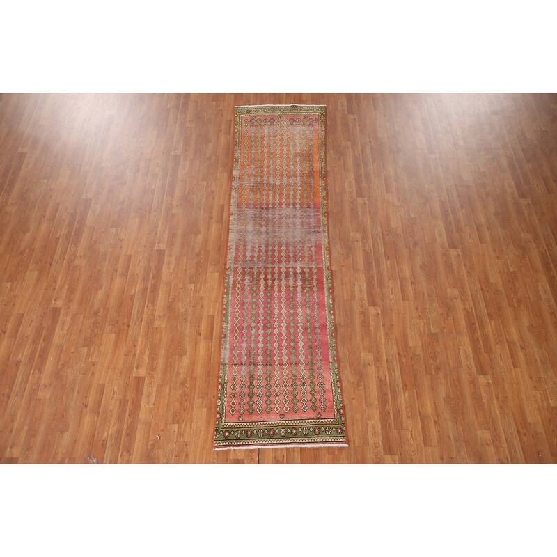 Vegetable Dye Tabriz Persian Antique Runner Rug Handmade Wool Carpet - 2'7"x 10'1"