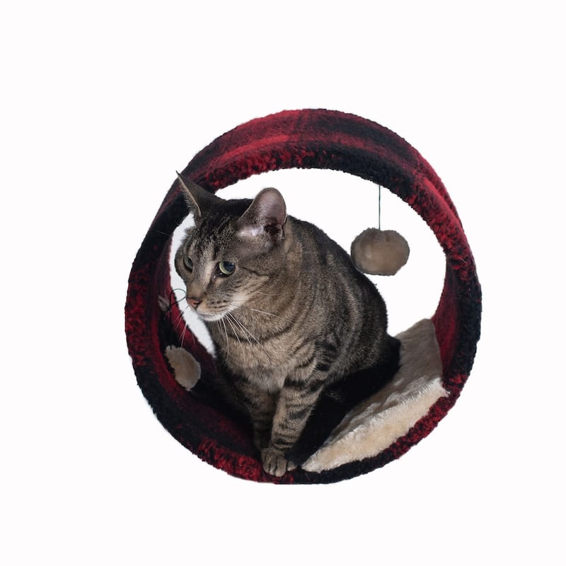 Real Wood Cat Hideaway Tunnel, Scotch Plaid - 12"(L) x 10"(W) x 12"(H)