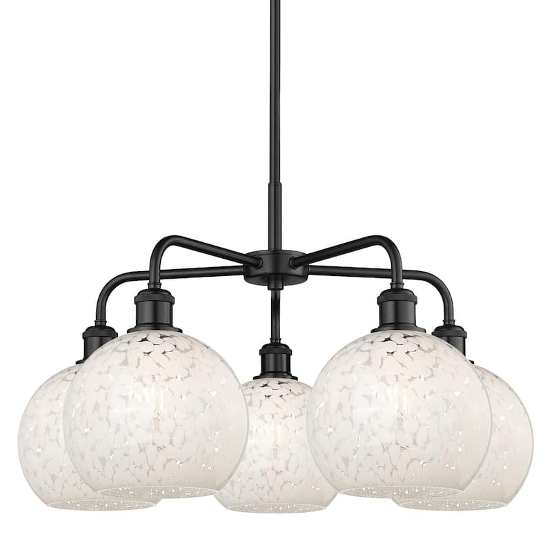 Innovations Lighting 516-5C-16-26-White Mouchette-Indoor Chandelier - Matte Black / White Mouchette