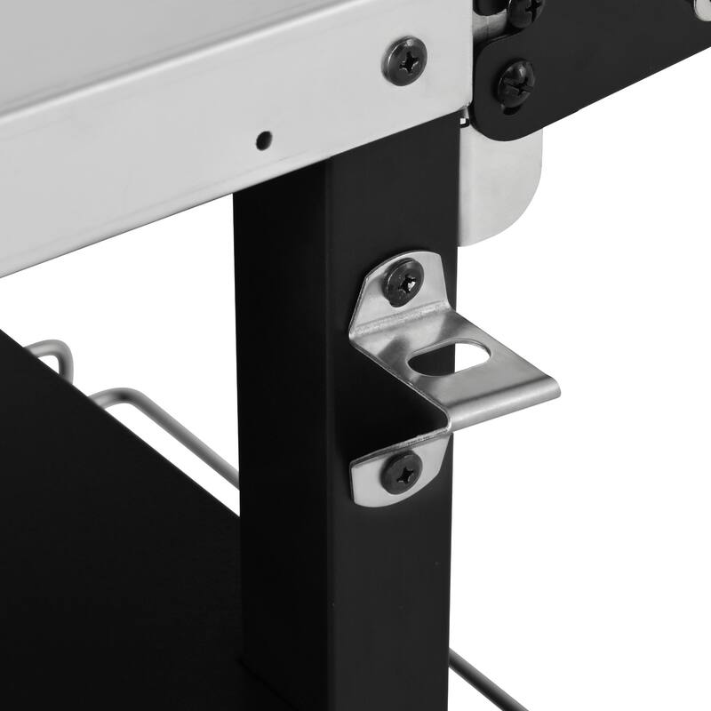 45" Metal Outdoor Grill Cart with Storage Cabinet, Outdoor Kitchen Island with Foldable Table on Wheels for BBQ