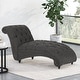 preview thumbnail 16 of 18, Varnell Contemporary Button Tufted Chaise Lounge by Christopher Knight Home - 64.25" L x 29.00" W x 33.75" H Charcoal + Dark Brown