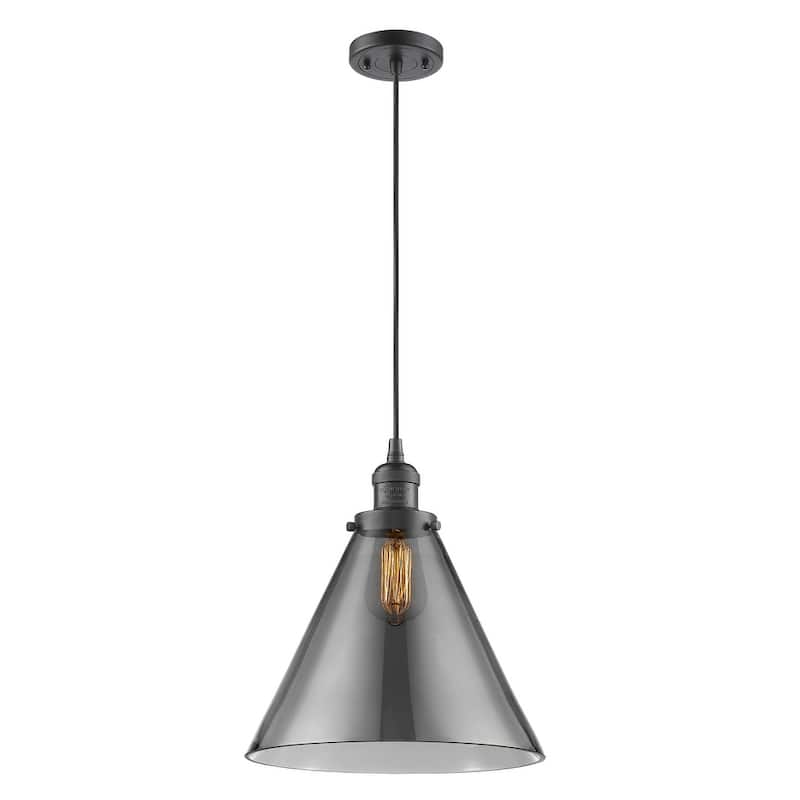 Innovations Lighting X-Large Cone Single Light 12" Wide Pendant - Oil Rubbed Bronze / Smoked