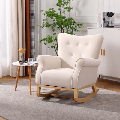 Modern Padded Seat High Back Nursery Rocker Chair: Comfortable Rocker for Baby Room, High Back Armchair