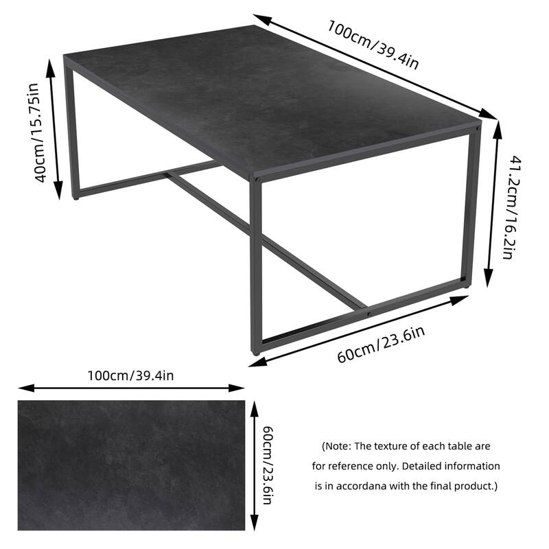 Sintered Stone Top Rectangle Coffee Table - 23.6" D x 39.4" W x 16.5" H