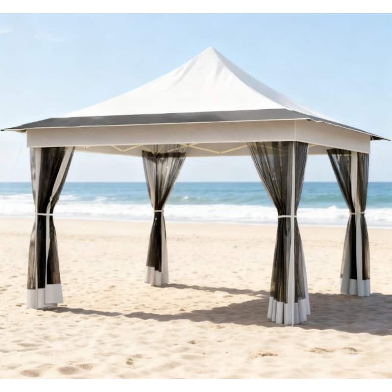 GDFStudio Outdoor Liora Quick Pop-Up Gazebo with Mesh Screens and Adjustable Height