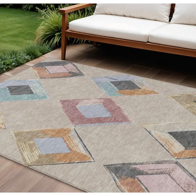 HomeRoots Geometric Transitional Rectangle Outdoor Rug