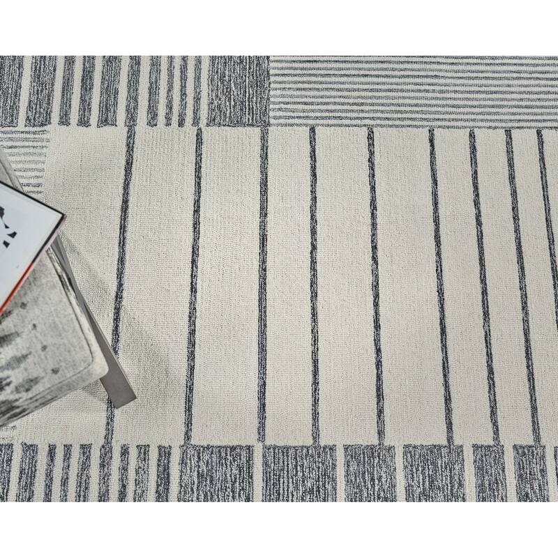 Exquisite Rugs Castine Handmade Hand-tufted New Zealand Wool on Canvas Gray/Ivory Area Rug