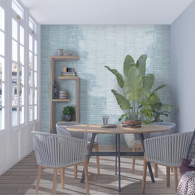Merola Tile Hudson Studio Soho Brick Marine 1-7/8" x 9-3/4" Ceramic Wall Tile - Case (48 Tiles)
