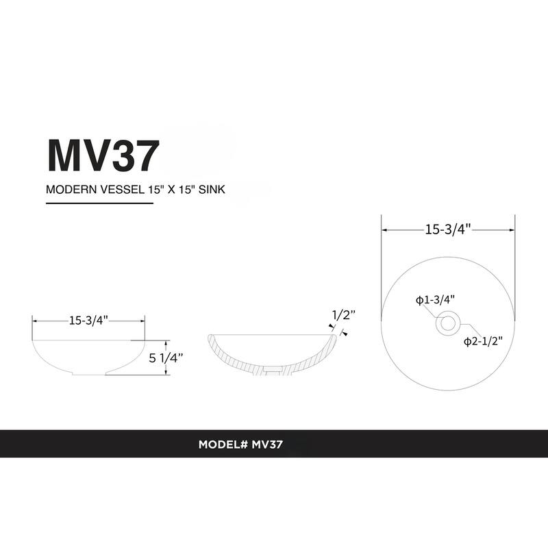 16 inch Round Ceramic Vessel Bathroom Sink - Modern Textured Bowl Design - 16" Round