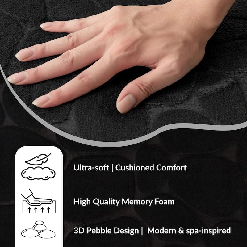 Memory Foam Contour Bath Mat Pebble Design 18x20