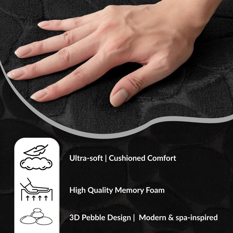 Memory Foam Runner Bath Mat Pebble Design 48x18