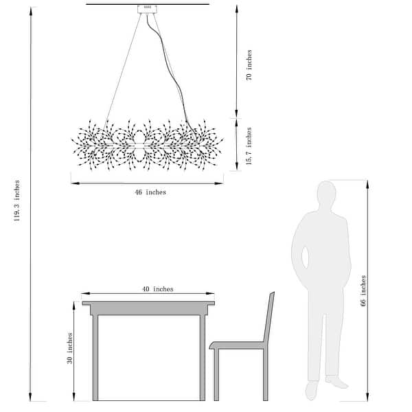 dimension image slide 3 of 4, Modern Firework Crystal Chandelier for Dining Room and Living Room