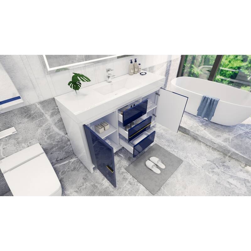 Dove 60'' Freestanding Vanity with Single Reinforced Acrylic Sink