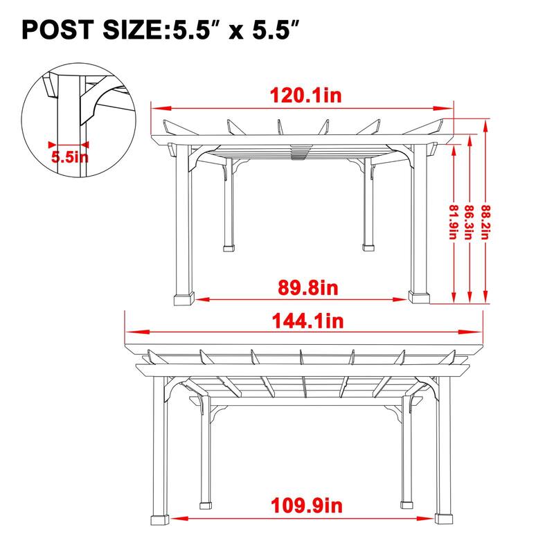 VEIKOUS Outdoor Cedar Wood Pergola Gazebo Kit with Flat Roof Trellis for Patio, Deck, Garden and Backyard