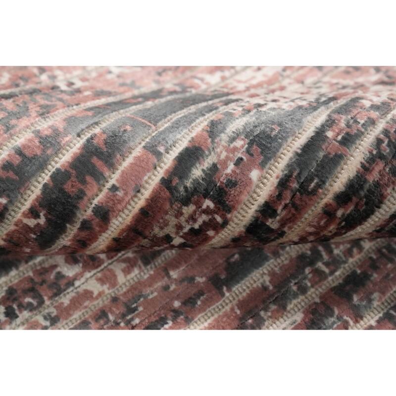 Hand Knotted Oriental Viscose Silk Carpet Modern All-Over Oranges & Rust Abstract Area Rug - 5' 10'' X 4' 1''