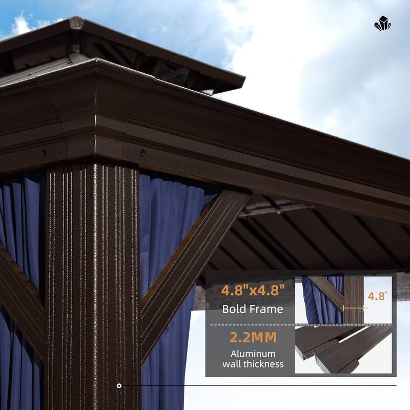 PURPLE LEAF 12' X 20' Hardtop Gazebo Outdoor Metal Double Roof Gazebo for Patio