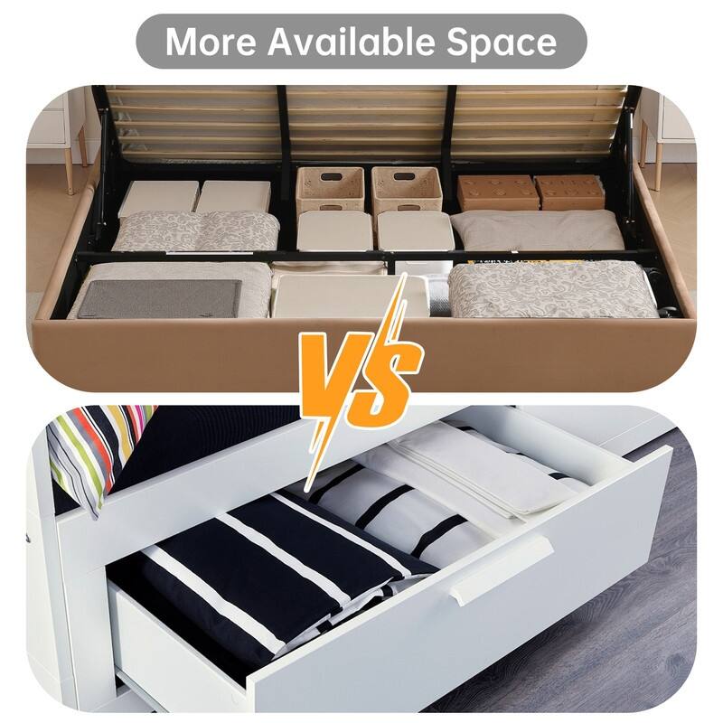 Modern Minimalist Upholstered Storage Bed with Lift-Up Platform